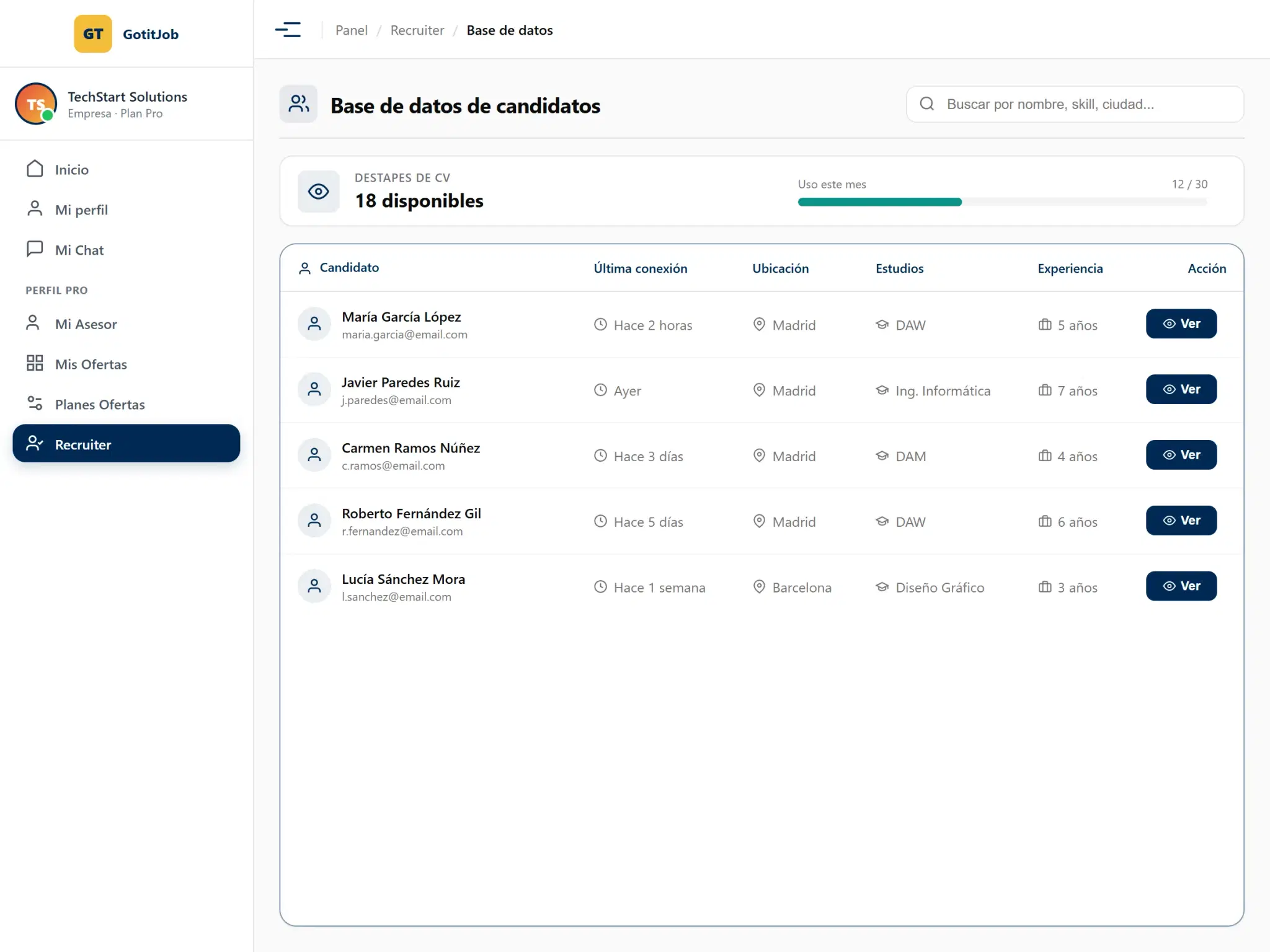 Base de datos con búsqueda inteligente
