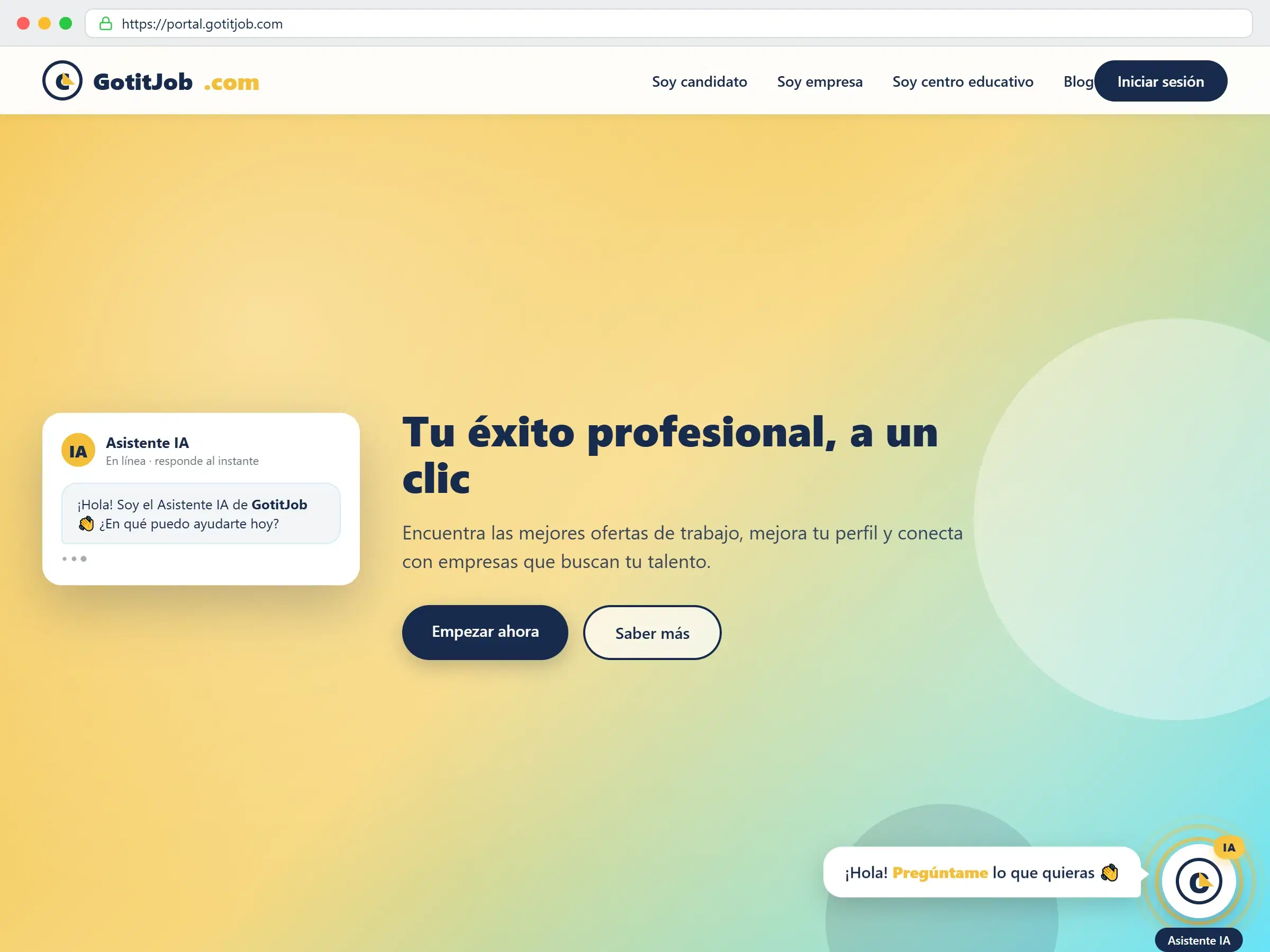 Asistente virtual de GotitJob en acción